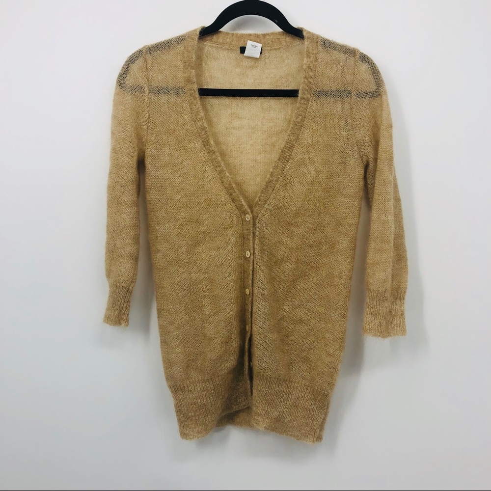J. CREW Fluffy Mohair Open Knit Souffle Cardigan M